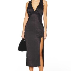 Elegant Black Lace Trim Dress